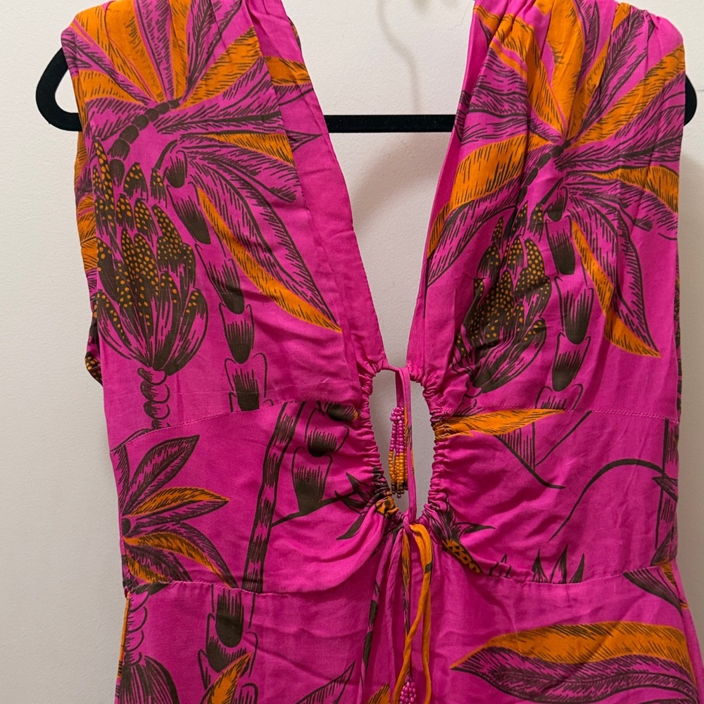 Farm rio Vibrant Pink and Orange Tropical Dress